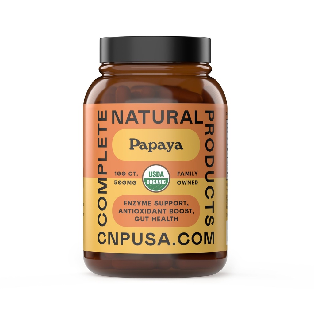 Täielikud looduslikud tooted Orgaanilised Papaya Ensüümid & Papain Enzyme Kapslid - 500mg 100 pillid, Orgaaniline Papaya Pulber Seedetrakti Super Puuviljakapslid