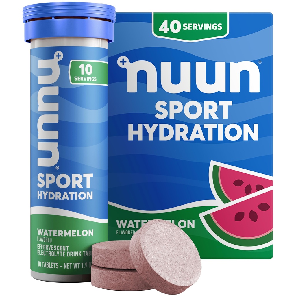 Nuun Sport elektrolüüt tabletid magneesiumi, kaltsiumi, kaaliumi, kloriidi ja naatriumi, gluteenivaba & vegan, arbuus, 4 Pack (40 Servings Total)