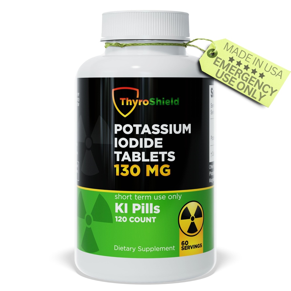 Kaaliumjodiidi tabletid 130 mg | 120ct Jooditabletid kiirgusega kokkupuuteks - kaaliumjoodi tabletid - YODO Naciente - KI pillid - valmistatud USAs - ThyroShield