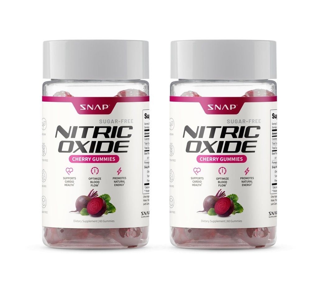 Snap Supplements peedi juurkummid, lämmastikoksiidi täiendus w / mahepeet, vitamiinid, granaatõunad ja antioksüdandid energia, südame tervise ja ringluse toetamine, 60 suhkruvaba kummikuid, 2 Pack, kirss