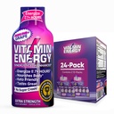 Vitamiinenergia Immuunsus + ekstra tugevus Energia Shot Grape 24 Pack, 260mg looduslik kofeiin, B-vitamiinid, tsitikoliin, roheline tee, immuunsuse ja fookuse toetus, null suhkur, gluteenivaba 1,93 fl oz
