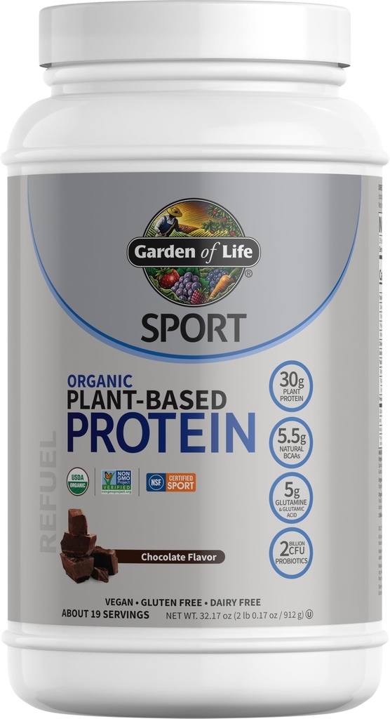 Elu aed orgaaniline veganvalgu pulber probiootikumidega, BCAA-d, NSF-i sertifitseeritud, gluteenivaba ja sport, mitte GMO, spordivalgu pulber, 19 Servings, šokolaad