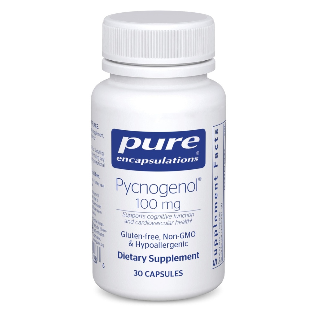 Puhtad kapslid Pycnogenol 100 mg | Hüpoallergeenne toidulisand veresoonte tervise edendamiseks ja antioksüdantide toetamiseks | 30 kapslit
