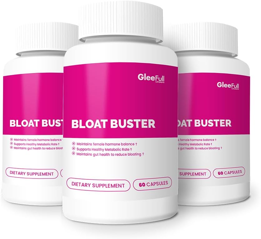 GleeFull Supplements Bloat Buster - Bloating Relief Naistele - Toetab Tervislikku Seedimist - Seedeensüümide Täiendus (3 Pakend)