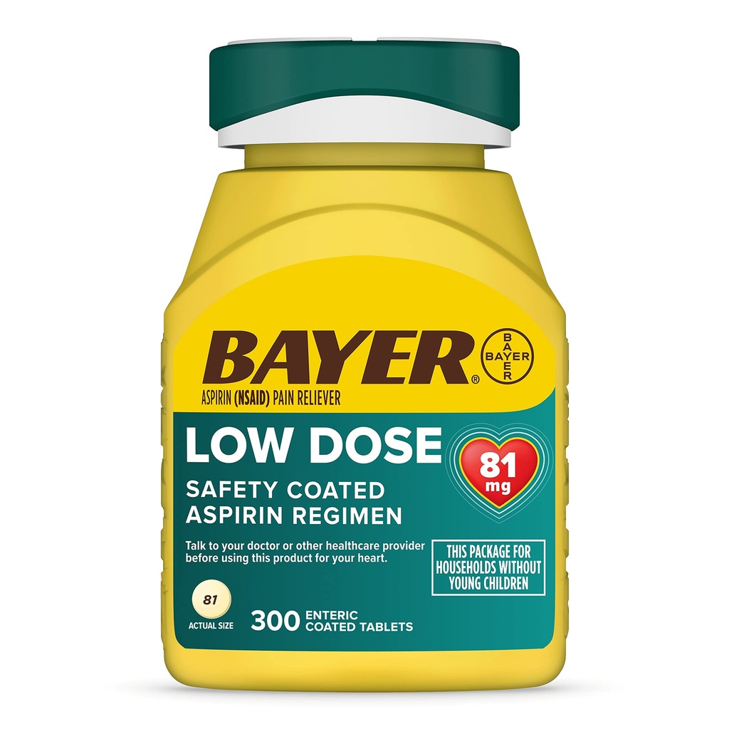Bayer Aspirin Madal annus 81 mg , soolestikuga kaetud tabletid , arst Soovitatav , südame-veresoonkonna haiguste sekundaarne ennetamine , 300 ohutuskattega tabletti