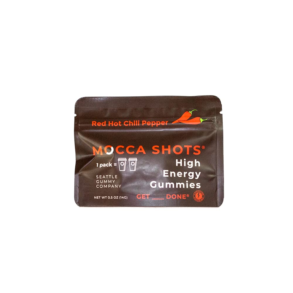 Kofeiin Energia Chews 12-Pakk, 200mg kofeiini pakendis! Kofeiini Boost, Kohvienergia Gummy, Vegan, Gluteenivaba - Mocca Shots Red Hot Chili Pepper Chocolate