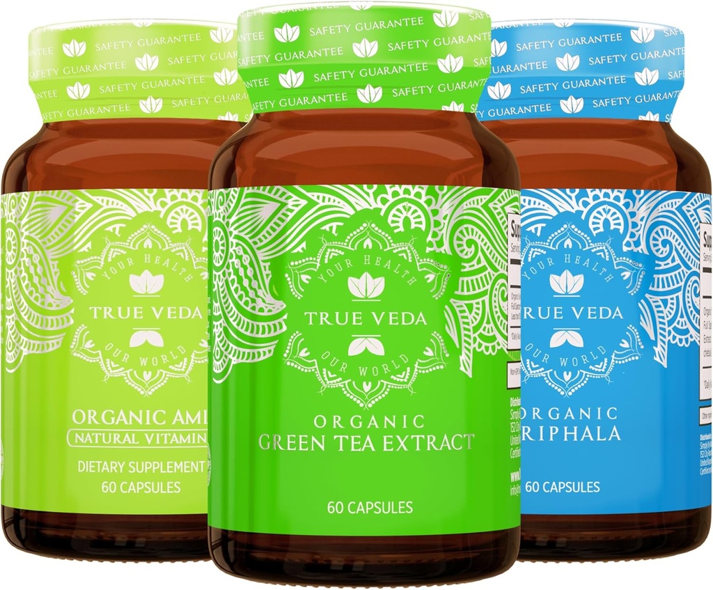 True Veda seedimine ja Detox Bundle USDA orgaaniline | Multi-Award-võidetud | Roheline tee | Amla C-vitamiiniga | Triphala kapslid