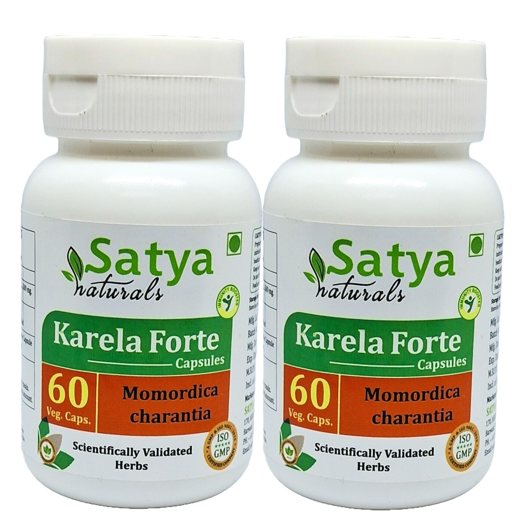 Mõru melon Forte Kapsel 500 mg. 60 Veg. Kapsel | Karela (Momordica Charantia ) Ekstraktsioonkapslid meestele ja naistele | Ayurveda taimsed täiendused/ parandusmeetmed | 10: 1 Forte (2 pudelit 60 kapsliga)