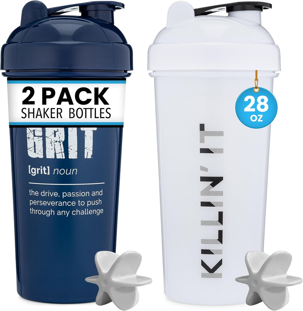 GOMOYO [2 Pack] 28oz Shaker pudel motiveerivate tsitaatidega (White Killin' It & Navy Grit) | Segude pakendi valgusegude segistid on BPA vaba nõudepesumasina ohutu