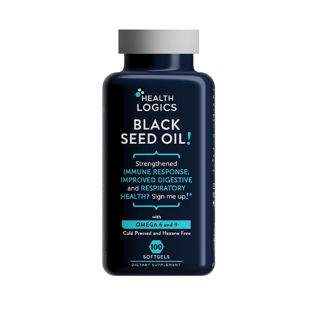 Health Logics Black Seed Oil, külmpressitud, rikas Omega 6 & 9 oluliste rasvhapete allikas, Nigella Sativa (100 pehmet geeli kapslit)