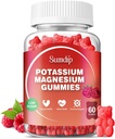 Kaalium Magneesium Gummies Kaaliumilisandid Kõrge imendumine Kaaliumtsitraat Magneesiumtsitraat, tugijala krambid Lihaslõõgastus meestele ja naistele 60 Gummies, Vaarika