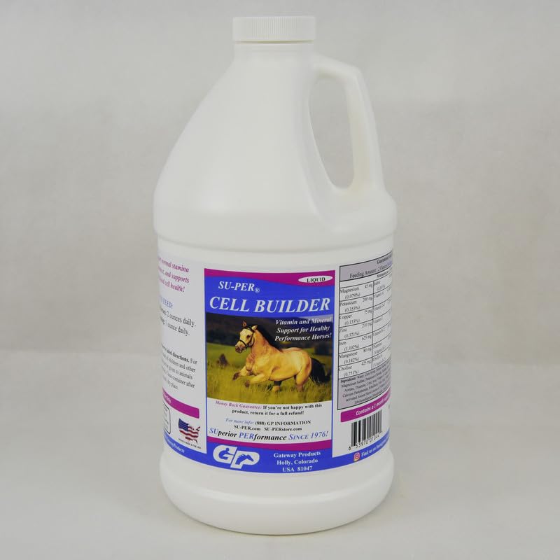 SU-PER Cell Builder Horse Supplement - High Iron Mineral Hobuste vereehitaja Vedelik Performance Hors - 1/2 Gallon