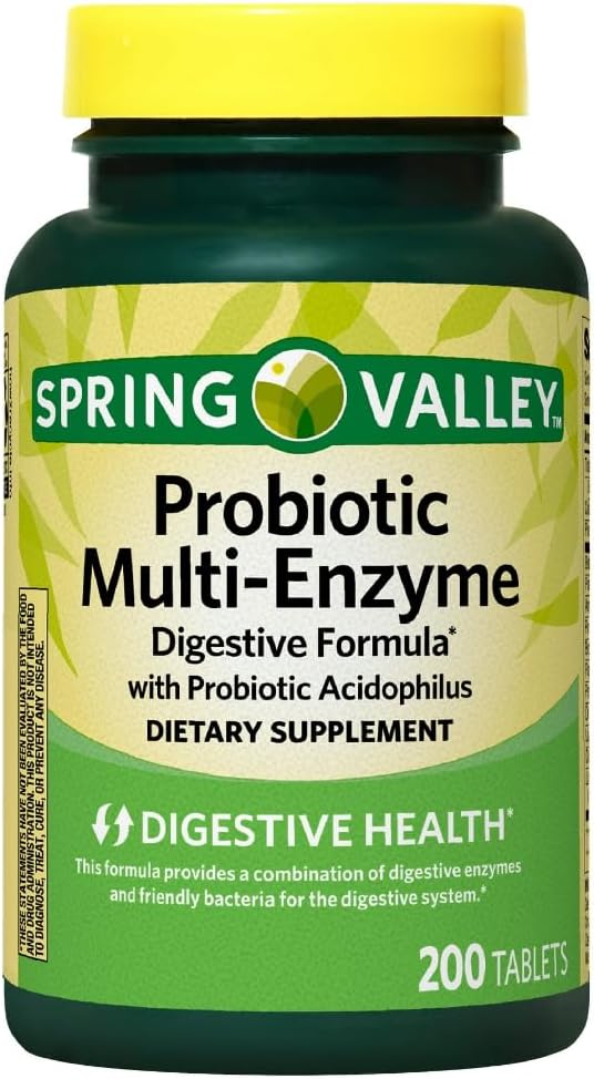 Spring Valley Probiootiline Multi-Enzyme Seedetrakti Tabletid, 200 Count