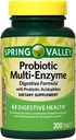 Spring Valley Probiootiline Multi-Enzyme Seedetrakti Tabletid, 200 Count