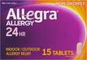 Allegra Adult 24HR Mitteuimane antihistamiin, 15 tabletti, kiiretoimelise allergia sümptomite leevendamine, 180 mg