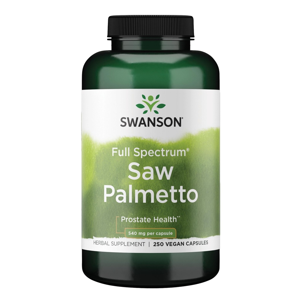 Swanson Saw Palmetto - taimsed toidulisandid meeste eesnäärme tervise toetamiseks - looduslik juuste täiendamine ja kuseteede tervise toetamine (540 mg 250 kapslit)
