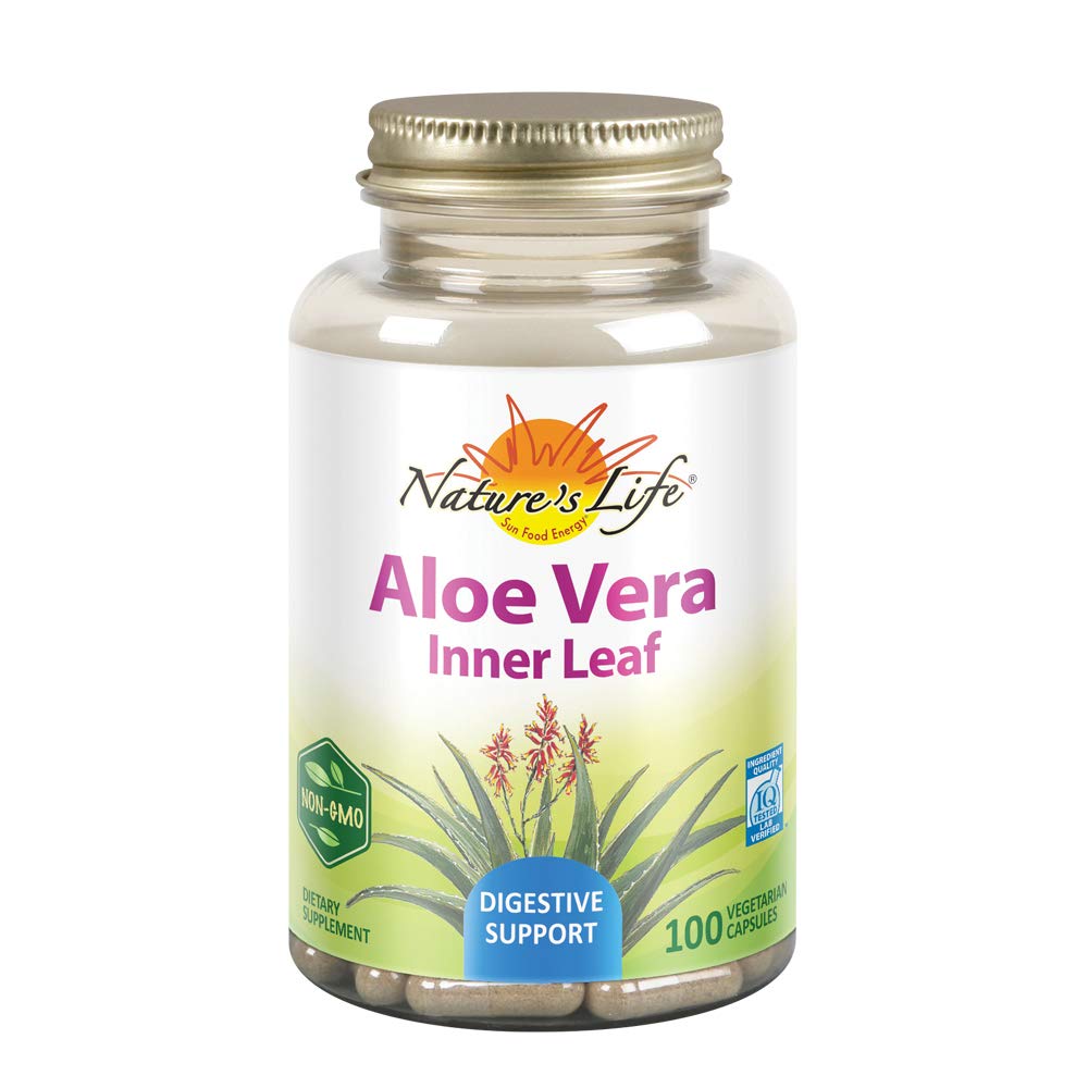 Looduse elu Aloe Vera Sisemine Leht | Naha tervis, Seedetrakti tugi & Regulaarsus Valem | Fendriga | Mitte-GMO & Vegan | Fillereid pole | 100 Veg Caps