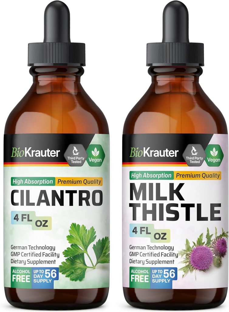 BIO KRAUTER Cilantro Tinktuur 4 Fl. Oz. & Milk Thistle Tinktuur 4 Fl. Oz.