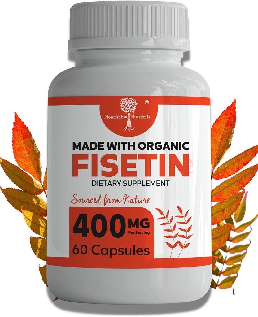Orgaaniline Fisetin Supplement Kapslid 400mg - 4X Tugevam - Natural Bioflavonoid Sarnaselt Apigenin, Quercetin, Luteolin - Senolytic Activator Võib Toetada Aju Tervist Ja Vanuse Defitseerimine