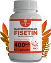Orgaaniline Fisetin Supplement Kapslid 400mg - 4X Tugevam - Natural Bioflavonoid Sarnaselt Apigenin, Quercetin, Luteolin - Senolytic Activator Võib Toetada Aju Tervist Ja Vanuse Defitseerimine