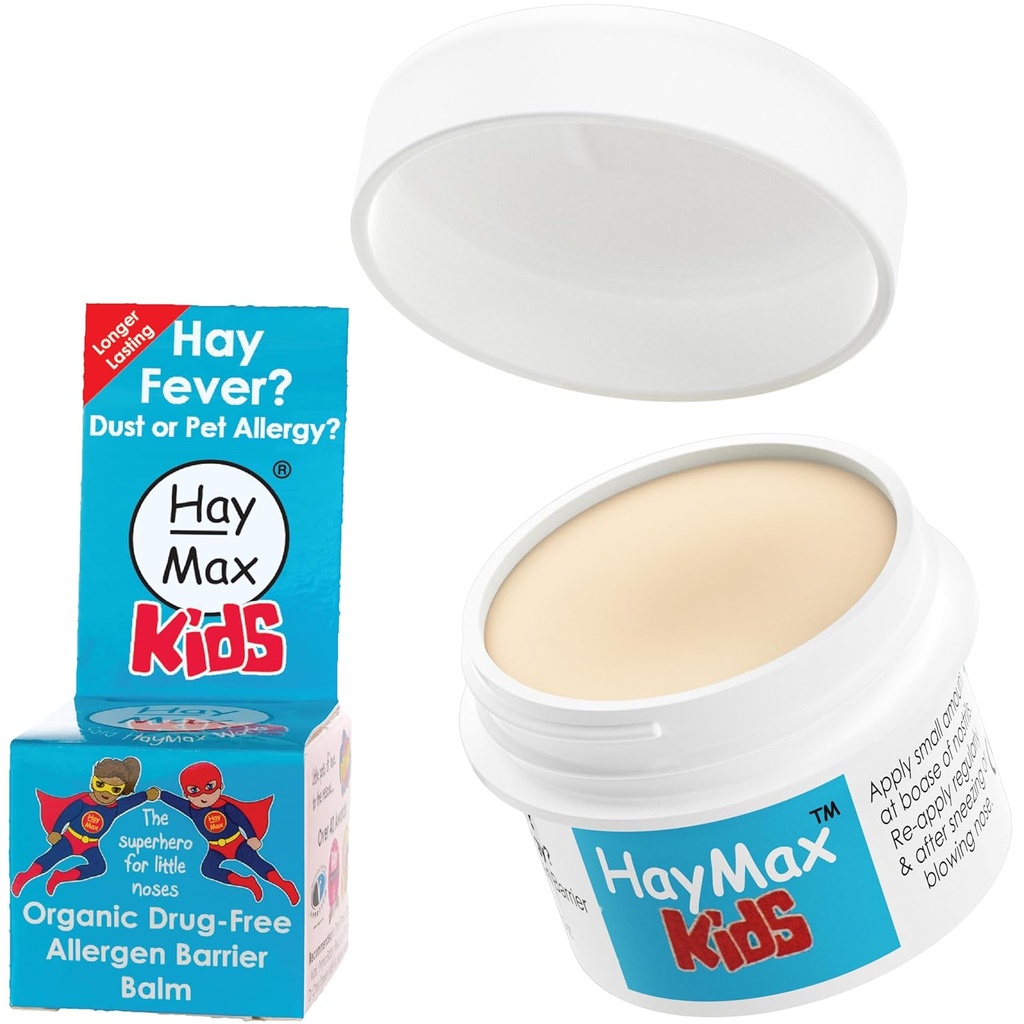 HayMax Allergen Barrier Balm for Kids, 0.17 fl oz (5 ml), Organic, Natural & Non-Drowsy, Children Hay Fever Allergy Relief - Traps Pollen, Tolm & Pet Allergen - Ragweed & Cedar