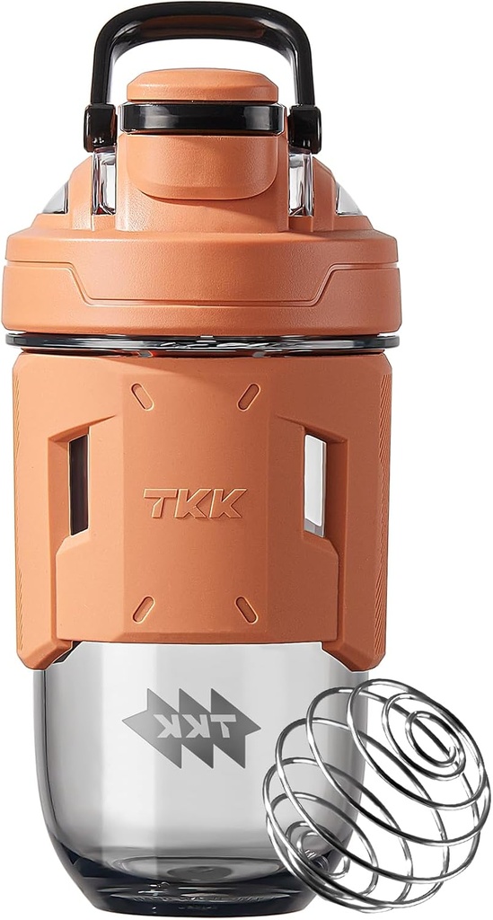 TKK 24oz Protein Shaker Bottle with Blending Ball, BPA Free Tritan Plastic, Leak-Proof, One-Touch Lid, Non-Slip Grip, Sport & Fitness Use