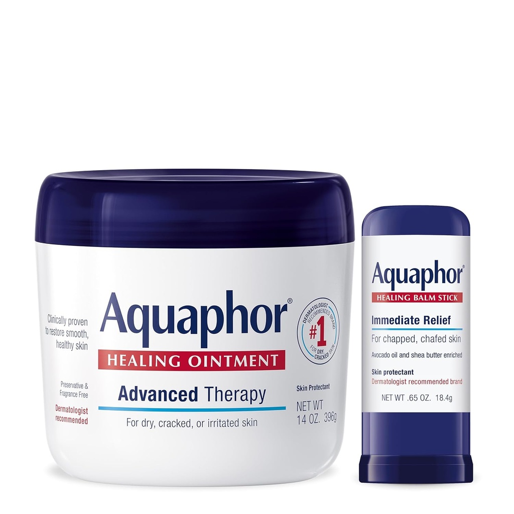 Aquaphor Advanced Therapy Healing Salv nahakaitsevahend (14 Oz) + Healing Balm Stick avokaadoõli ja Shea Butter (0,65 Oz)