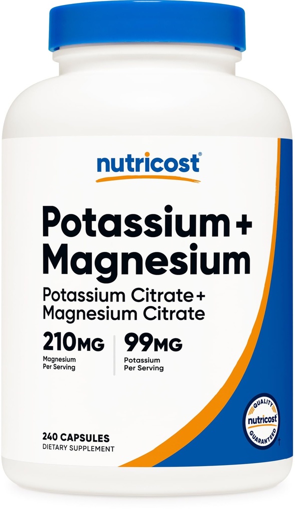 Nutrikost kaalium ( 99 mg ) Magneesium (210 mg) tsitraadid, 240 kapslit - GMO-vaba