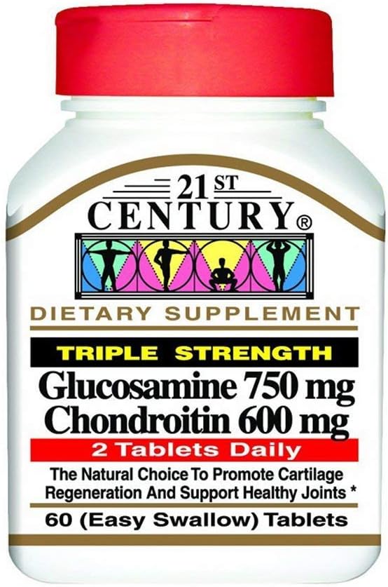 21. sajandi glükoosamiin 750 mg ja kondroitiin 600 mg - kolmekordne tugevus - 60 tabletti, pakendis 2
