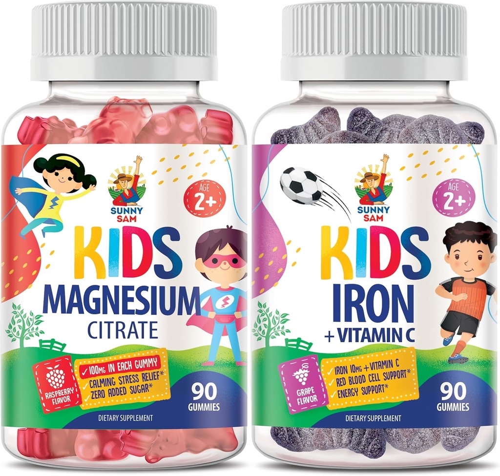 SunNY SAM Raudkummid lastele ja magneesiumkummid lastele ja täiskasvanutele - 100mg - rahulikud magneesiumi närid
