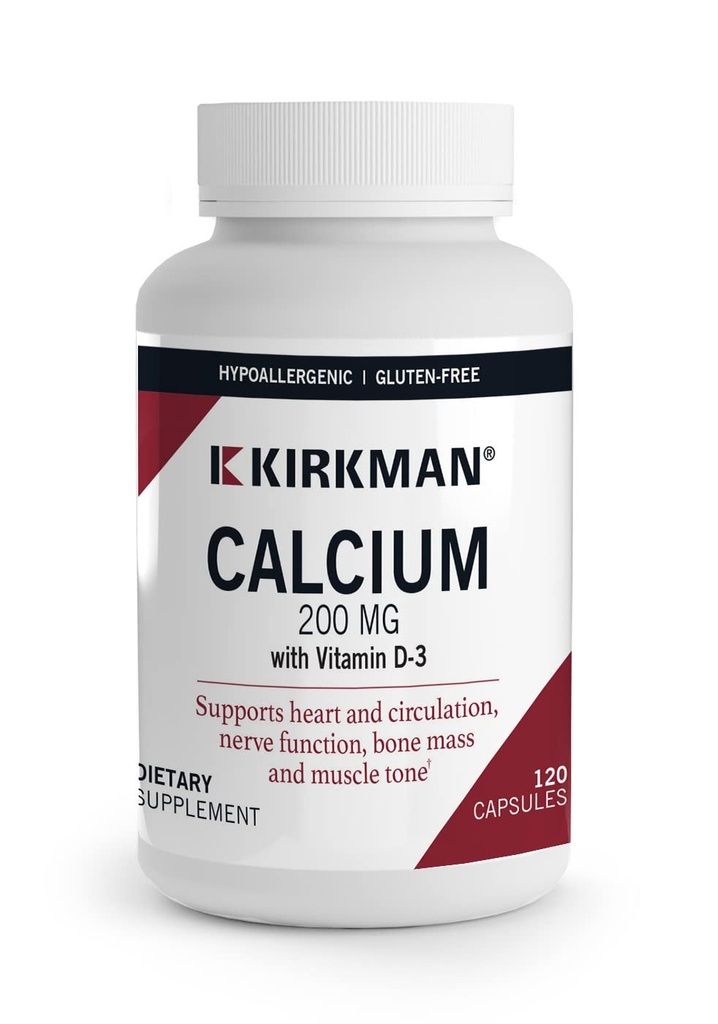 Kirkmani puhtaim Kaltsium 200 mg - Hüpoallergeenne 120 Taimekapslit - Gluteeni- ja kaseiinivaba