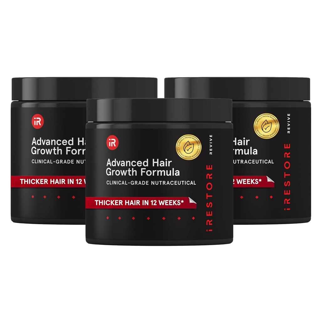 iRestore Advanced Hair Growth Supplement for Women, Hair Vitamiinid kiirem juuste tagasikasv, parim juuste väljalangemine ja hõrenemine - 1 kuu pakkumise iga - 30 Count (Pack of 3) - must