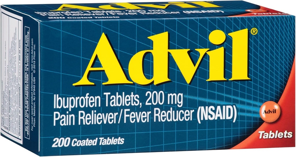 Advil valu leevendaja ja palaviku vähendaja, valu leevendav ravim ibuprofeeniga 200 mg peavalu, seljavalu, menstruaalvalu ja liigesevalu leevendamiseks - 200 kaetud tabletti