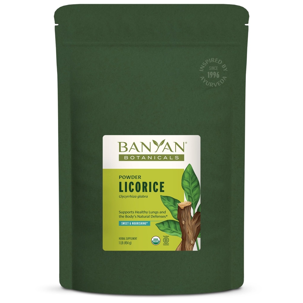 Banyan Botanicals Lagritsapulber - orgaaniline lagritsa juurepulber (Glycyrrhiza Glabra) - tervisliku seedimise ja hingamisteede funktsiooni toetamiseks * - 1 lb. - mitte-GMO jätkusuutlikult hangitud vegan