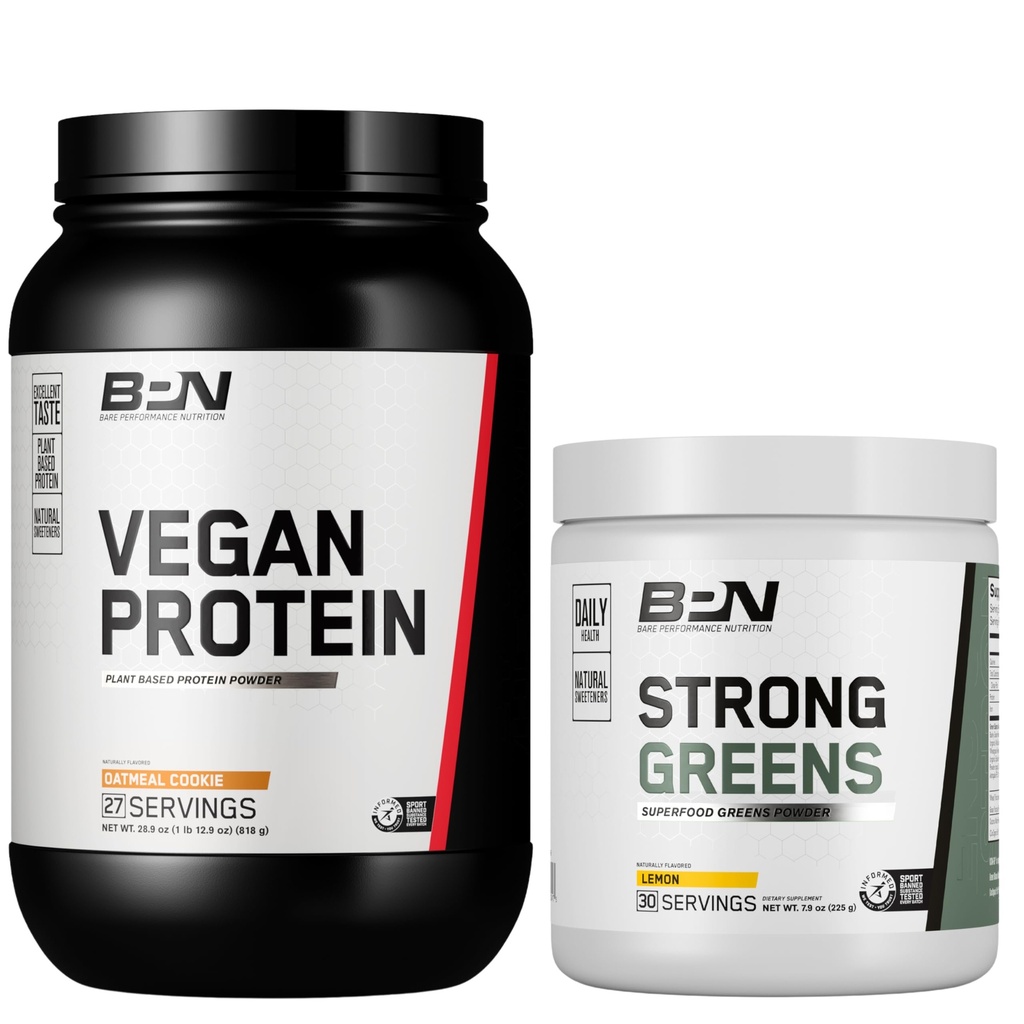 BPN Vegan Kaerahelbed Küpsised Proteiin + Strong Greens Sidrun Bundle