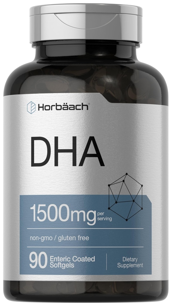 Horbaach DHA Supplement 1500mg | 90 Softgels | EPA, Omega 3, DHA | Non-GMO, Gluteenivaba