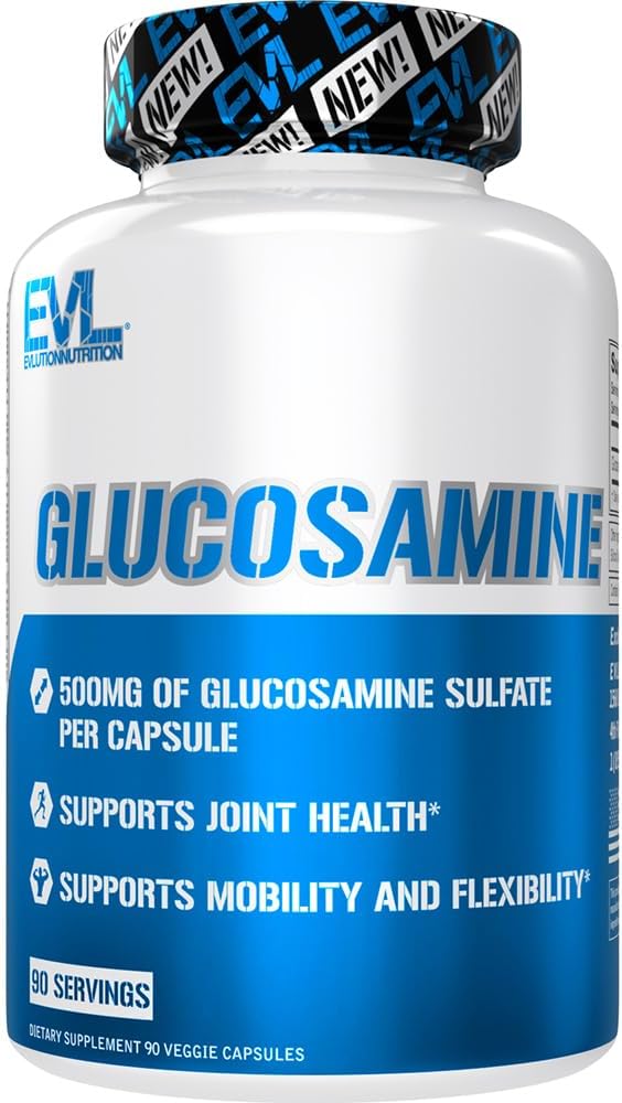 Evlution Nutrition Glükosamiin - 500mg Glükoosamiinsulfaat - ühine tervise täiendada - Liikuvus ja paindlikkus tugi - 90 Servings
