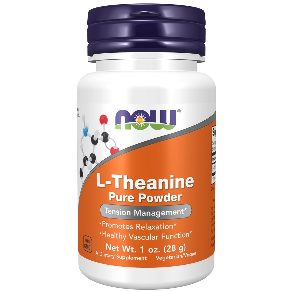 NOW Foods Supplements, L-Theanine Pure Powder, Pingejuhtimine *, Aminohape, 1-Ounce