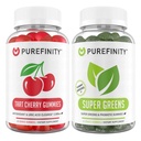 PUREFINITY Tart Cherry ja Super Greens Gummies Bundle (Uric Acid Flush & Cleanse Your Daily Greens)
