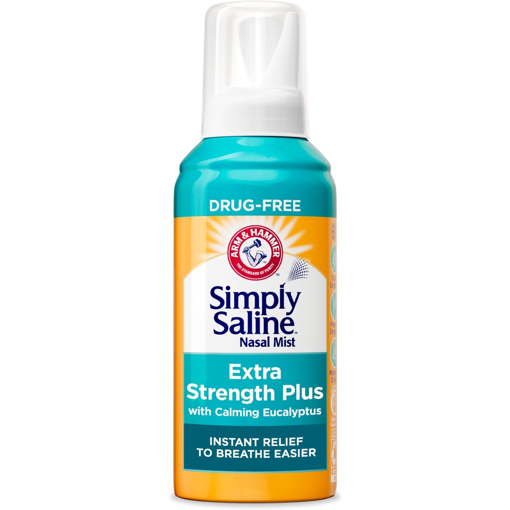 Arm & Hammer Lihtsalt soolane lisatugevus Plus Eukalüpti nina udu raskete ummistuste korral, 4,6 oz