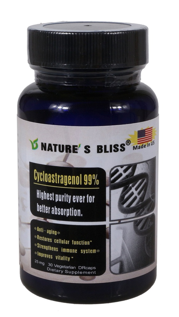Nature'sbliss Cycloastragenol 25mg 99%,Telomere Supplements, Astragalus Juur Extract, Anti-Aging Supplement, Made in USA, Immunity Boost, Maohape kaitstud, Super Absorption, 30 kapslit