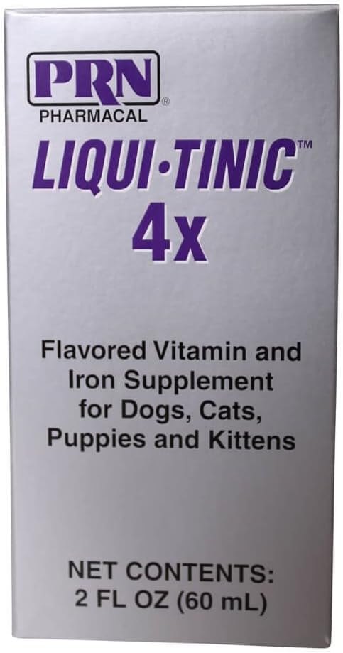 Liqui-Tinic 4x Maitsestatud Vitamiin ja Raud Täiendus koertele, kassidele, kutsikatele ja kassipoegadele, 2 oz.