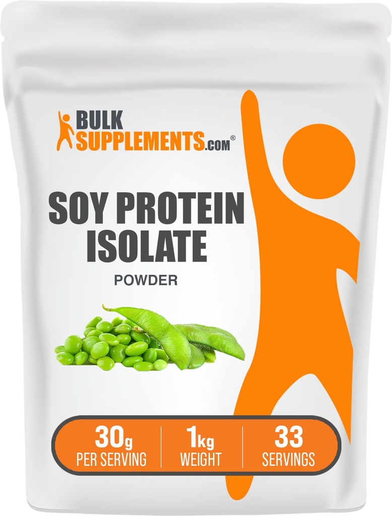 BulkSupplements.com Sojavalk Isolaatpulber - Veganvalgu pulber, maitsestamata - puhas & gluteenivaba, 30 g serveerimise kohta, 1 kg (2,2 naela) (pakk 1)