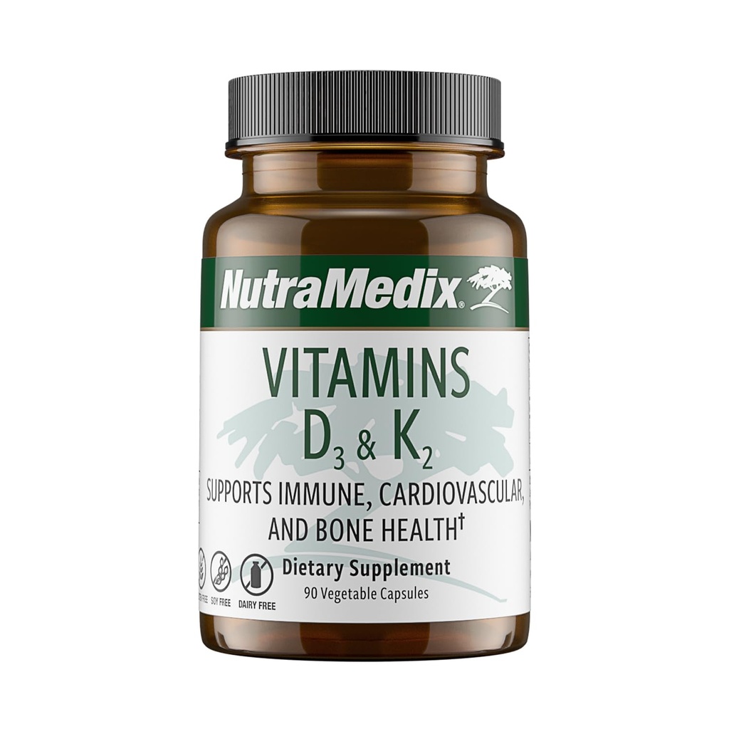 NutraMedix Vitamiin D3 ja K2 Immuunsüsteemi täiendus naistele ja meestele - aitab toetada südame tervist - võib aidata kaltsiumi metabolismi (90 kapslit)