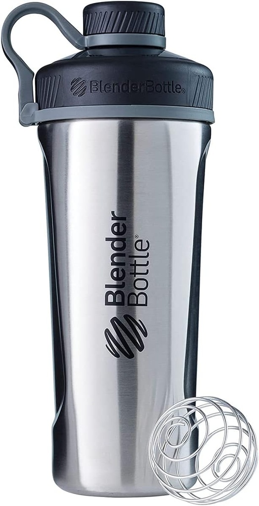 BlenderBottle Radian Shaker Cup Isoleeritud roostevabast terasest veepudel traadi viskiga, 26-kordne, looduslik / must