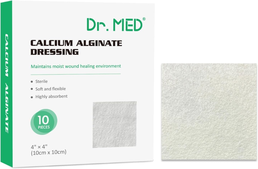 Dr Med Kaltsium Alginaat Haava Kleit 4 "x4", 10 Individuaalne Pakend Suure Absorptsiooniga Riietus Riietus, Mittekleepuvad Padjad, Pehme ja Mugav Patch Haavahoolduseks, Kiirem Tervendamine