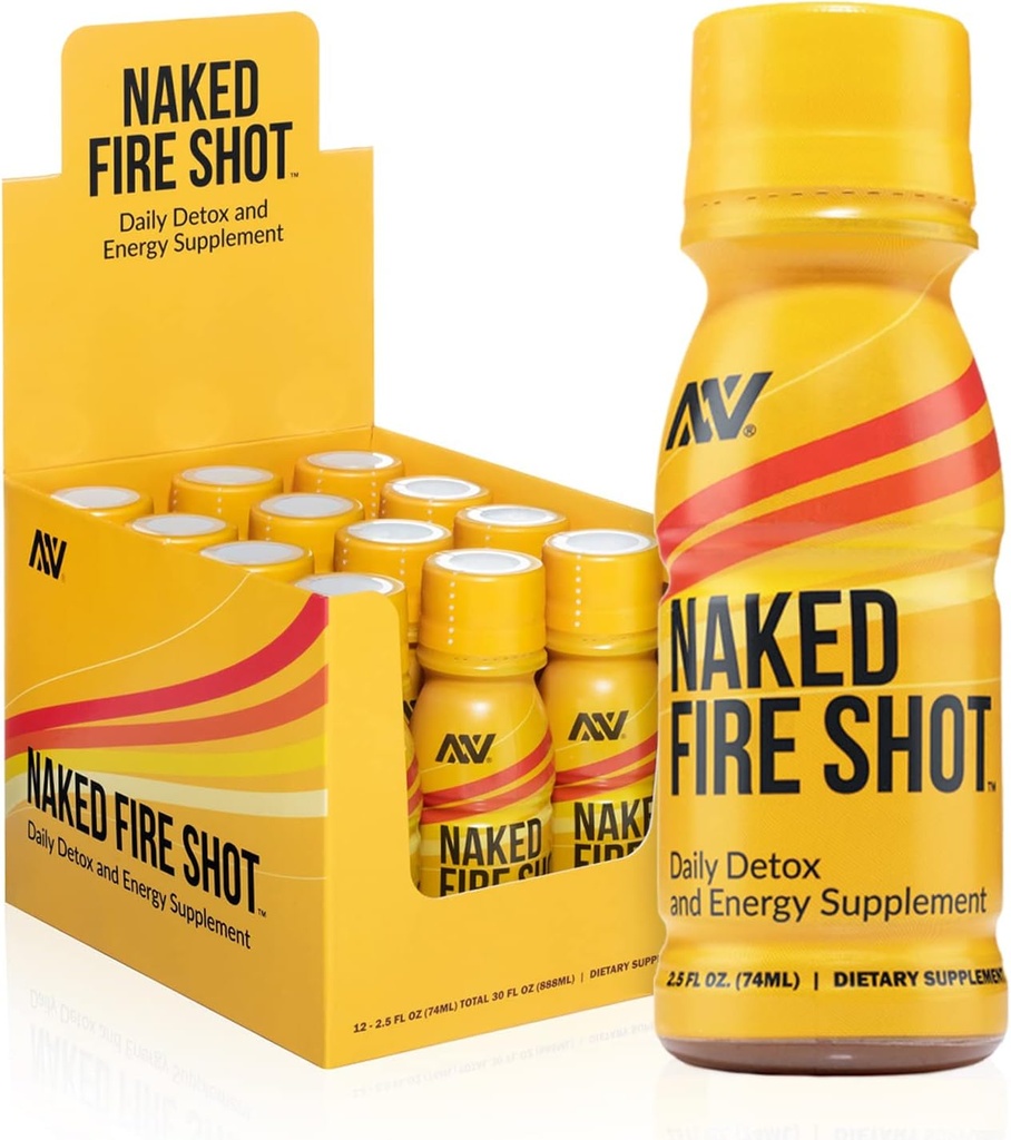 NAKED toitumine Naked Fire Shot - Natural Energy Shots, ingveri juur, toores õunasiidri äädikas, orgaaniline ženšenn & Ashwagandha, Detox, Energy Wellness Shots - 2,5Oz, 12 Pack