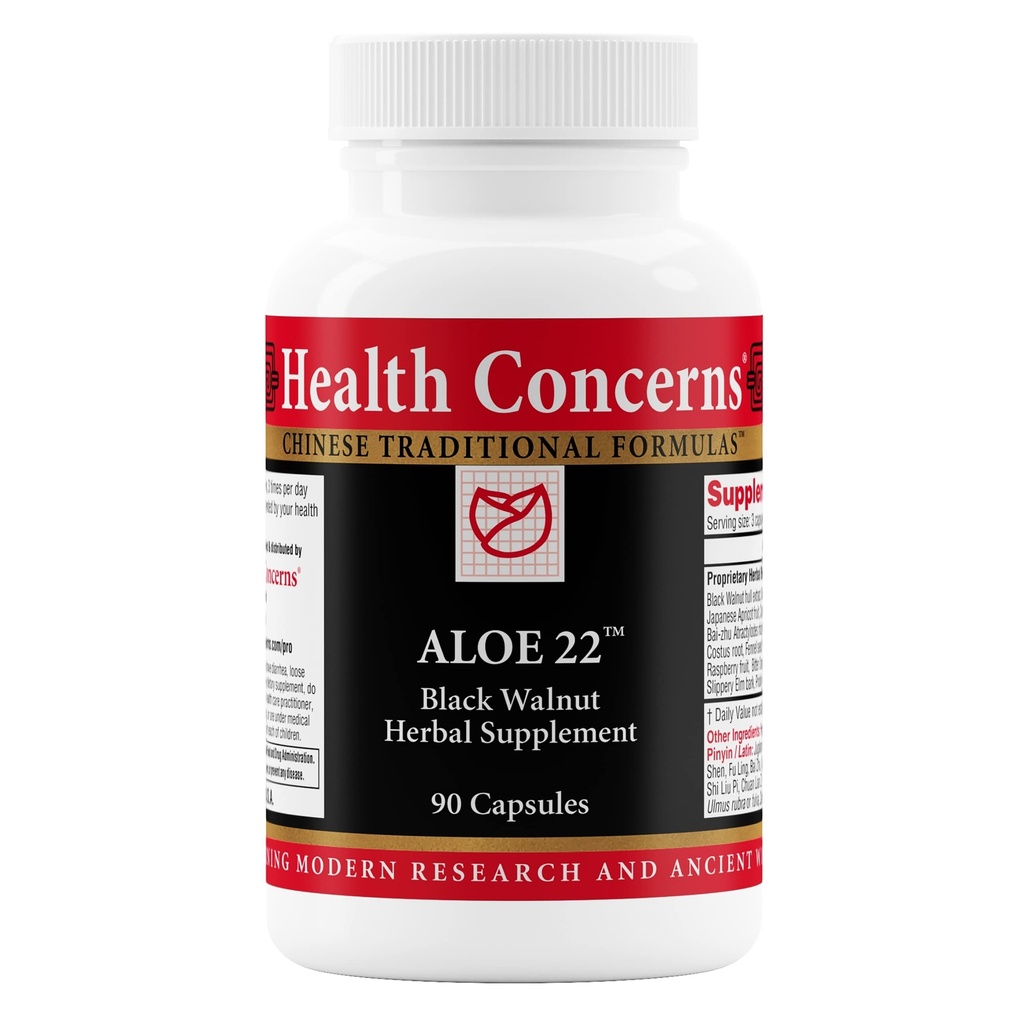 Tervisemured Aloe 22 - Seedetrakti tugi ja soolepuhastus - Kõhukinnisus, Bloating & Parasiitide Detox Supplement - Black Walnut, Ingver, Myrobalan & Aloe Vera Taimne valem - 90 kapslit