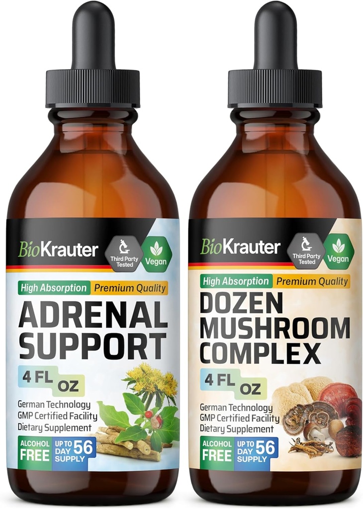 BIO KRAUTER Adrenal Support Tinktuur 4 Fl. Oz. & Dozen Seene Tinktuur 4 Fl. Oz.