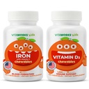 Lapsed Raud 10mg + C-vitamiini närimistabletid + D3-vitamiin 1000 RÜ närimistabletid Bundle